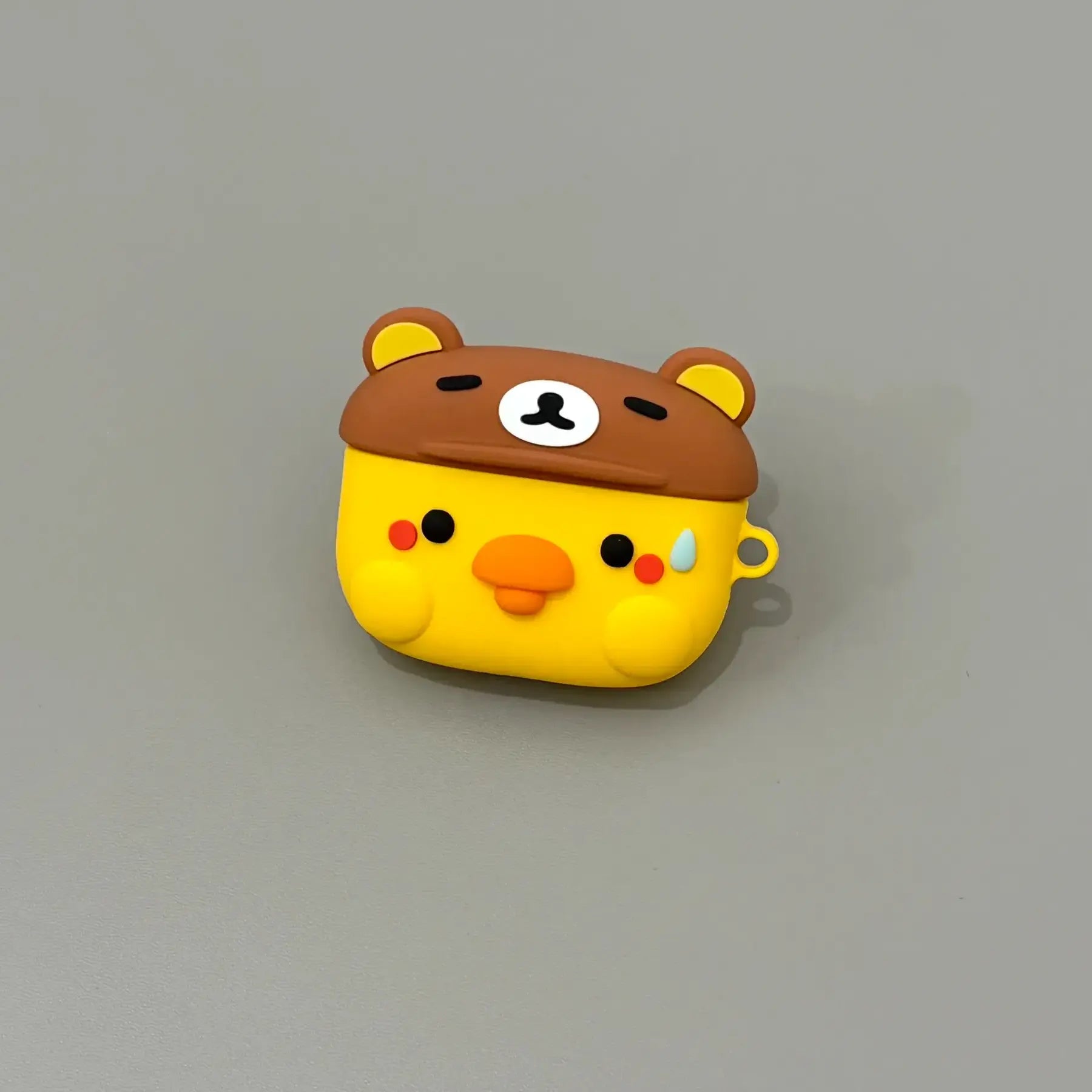 Cartoon Yellow Chick with Bear Hat AirPods Case