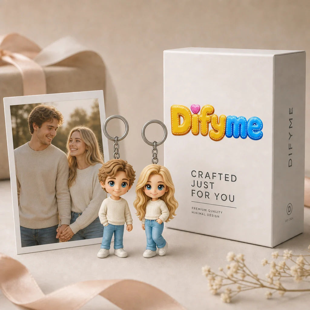 Custom 3D Cartoon Mini Me Keychain - Personalized Photo Figurine Bag Charm