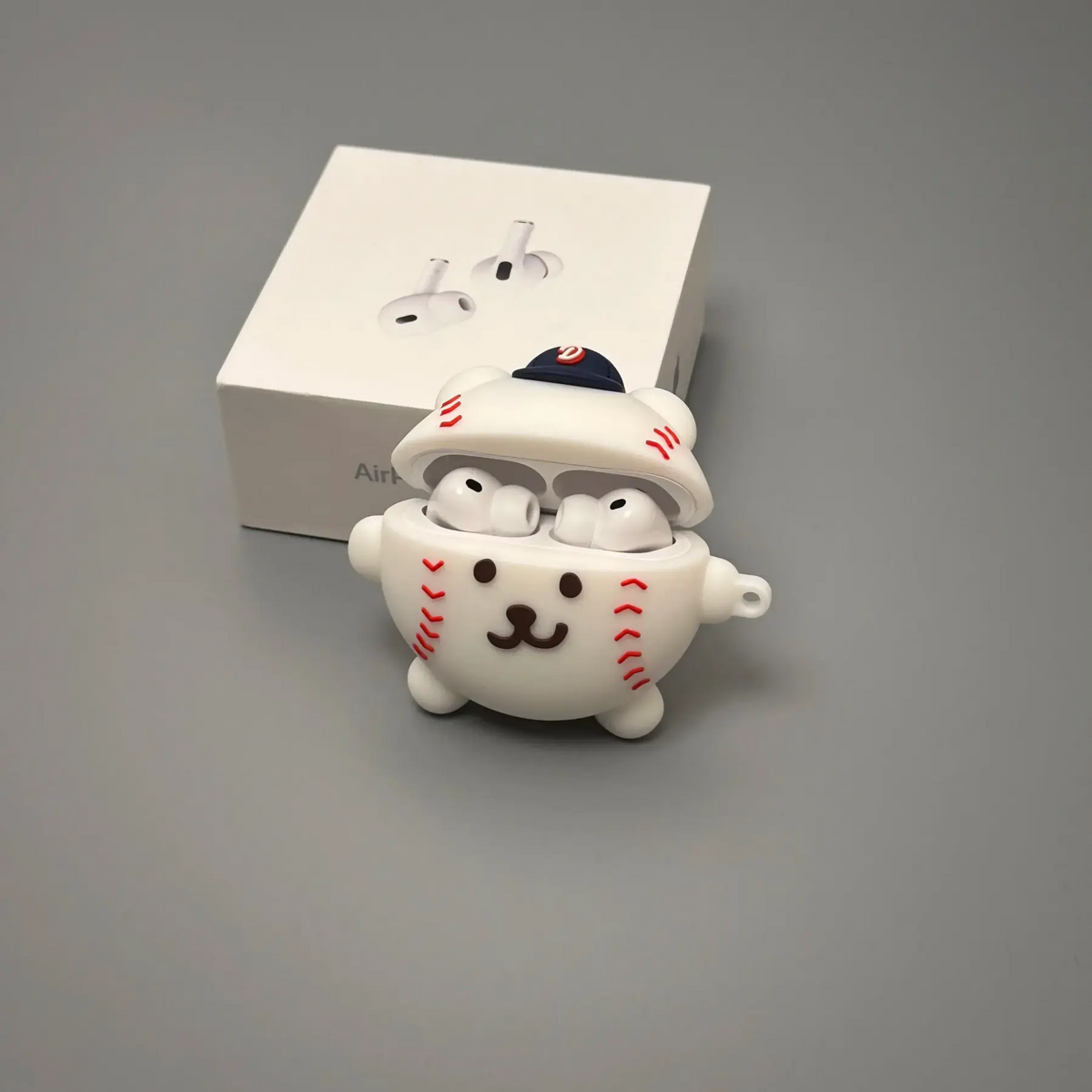 Cute Self-Deprecating Bear Baseball AirPods Case