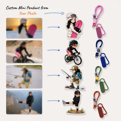 Custom Sports Photo Acrylic Keychain - Personalized Chibi Character Bag Charm